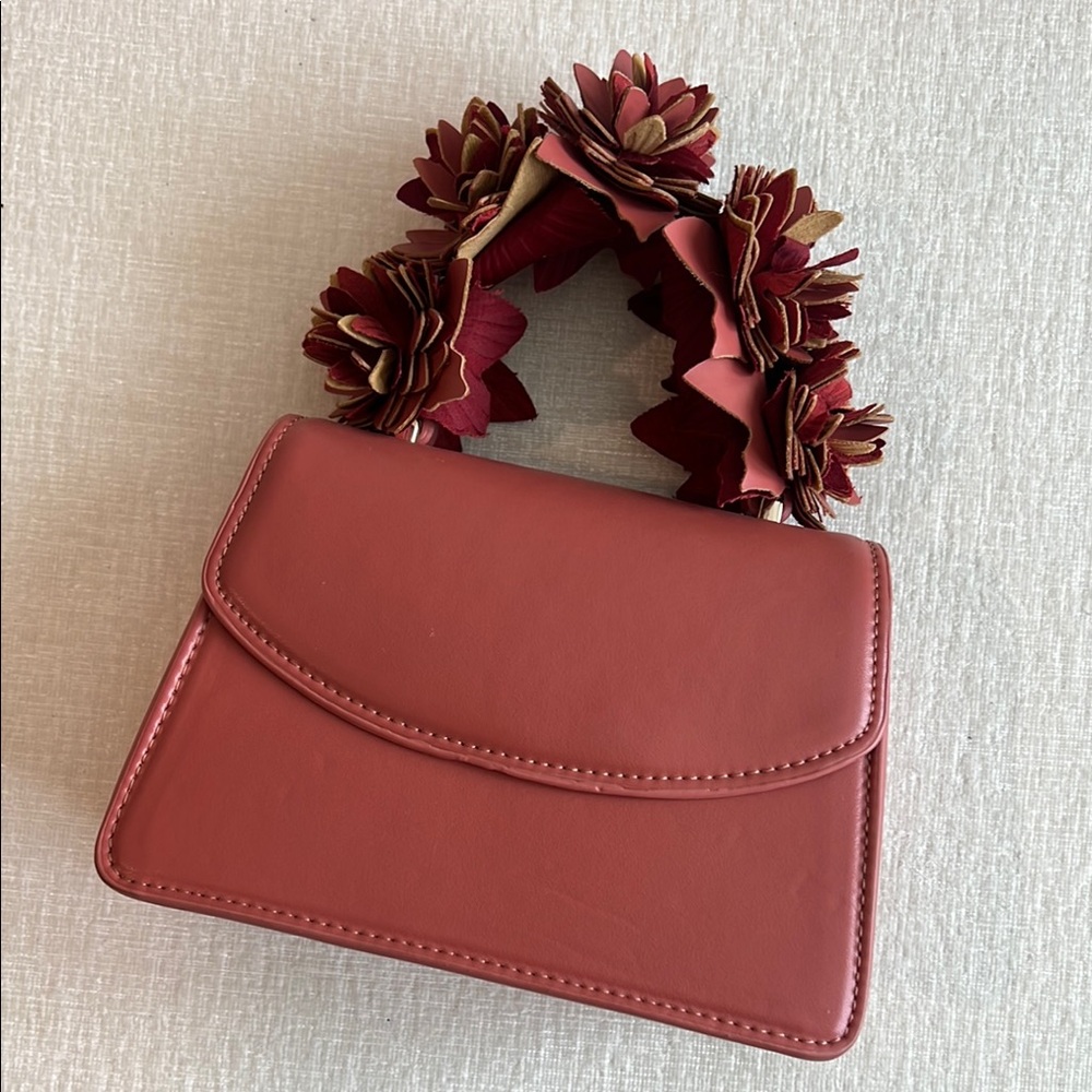 Zara Elegant Orange Floral Handle Women's Bag